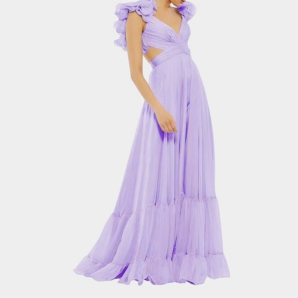 Lilac Ruffle Cut-Out Formal Dress Size 14